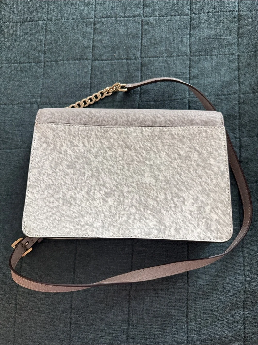 Michael Kors Two-Tone Leather Crossbody Bag in Taupe and White